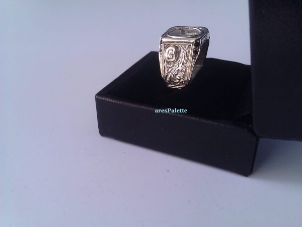 Mercedes Ring Special Design Ring-Black Swarovski-Custom Lettering or Initials