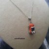 Orange Orange VW Beetle Cabriolet  Necklace 925 Silver-Handmade