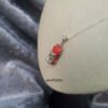 Red VW Beetle Cabriolet Necklace-''Swarovski''-925 Silver-Handmade