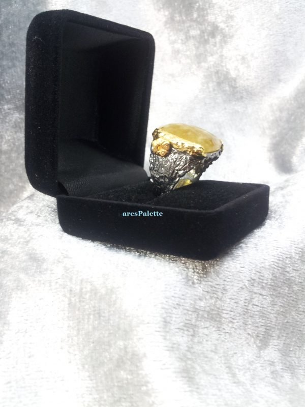 Yellow Aventurine Ring Fully handmade-925 Silver Special Design